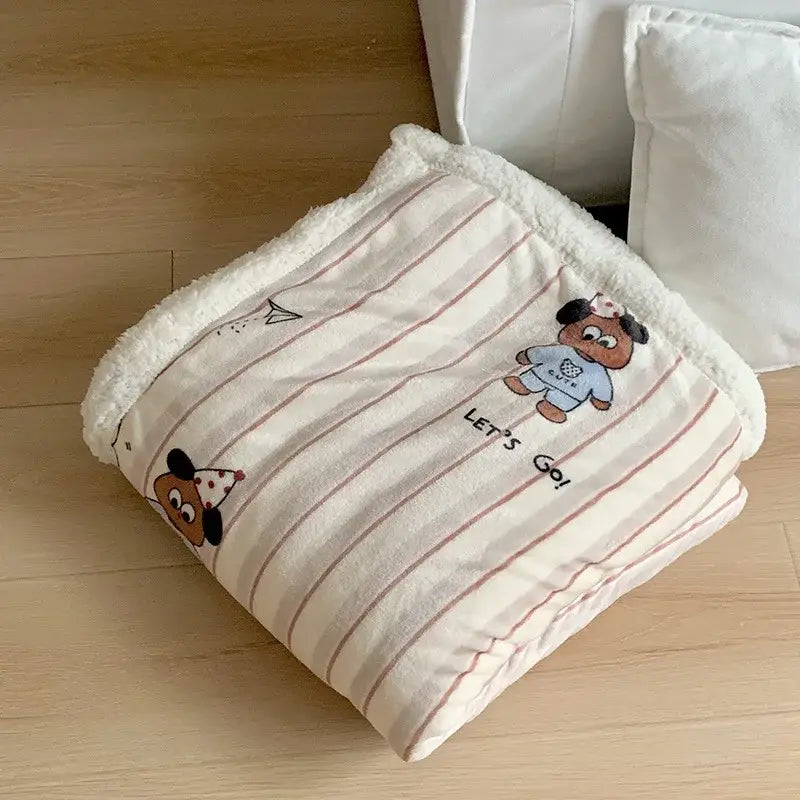 Wool Blanket Cartoon Lamb Floral Bedroom