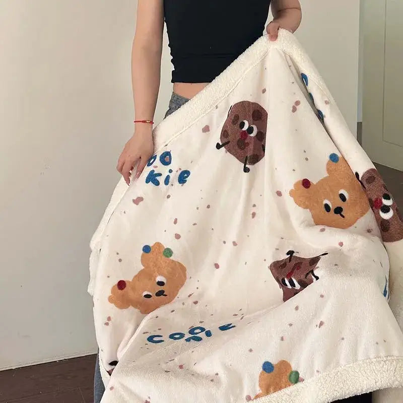Wool Blanket Cartoon Lamb Floral Bedroom