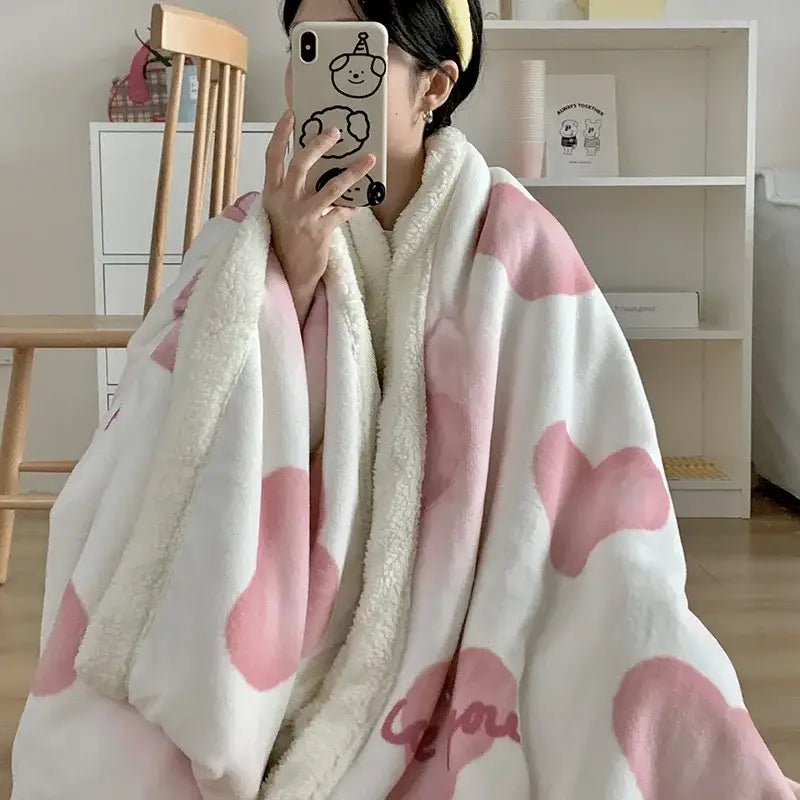 Wool Blanket Cartoon Lamb Floral Bedroom