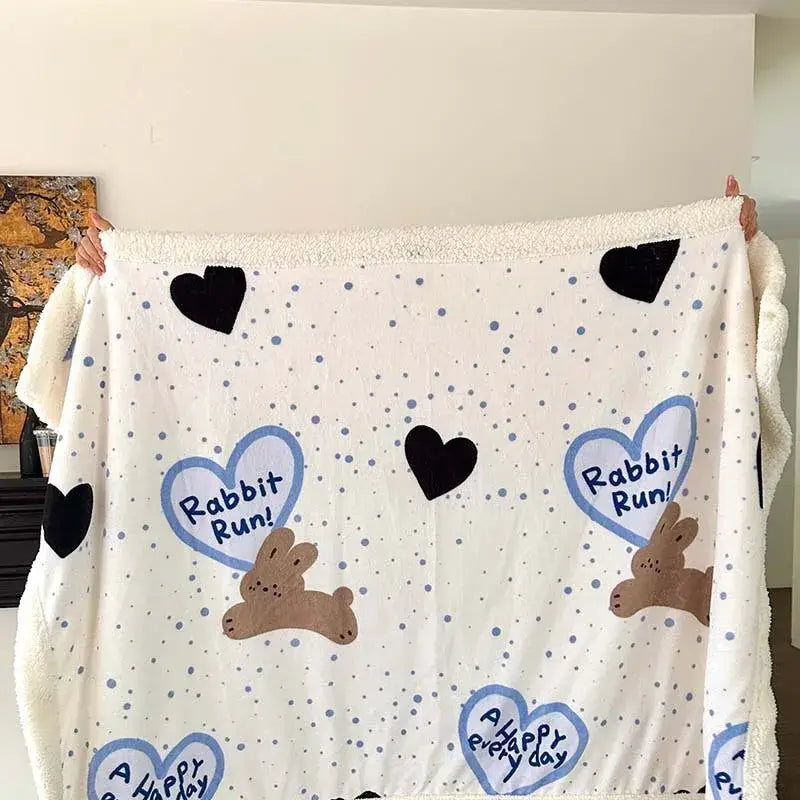 Wool Blanket Cartoon Lamb Floral Bedroom