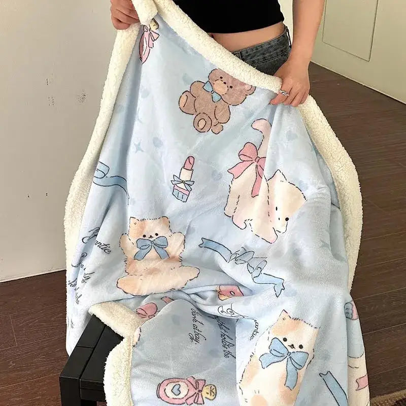 Wool Blanket Cartoon Lamb Floral Bedroom