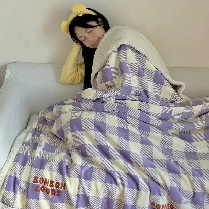 Wool Blanket Cartoon Lamb Floral Bedroom