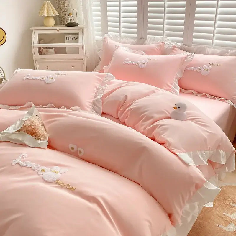 Blue Embroidered Bedding Set