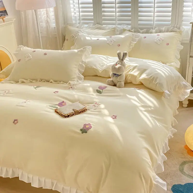 Blue Embroidered Bedding Set