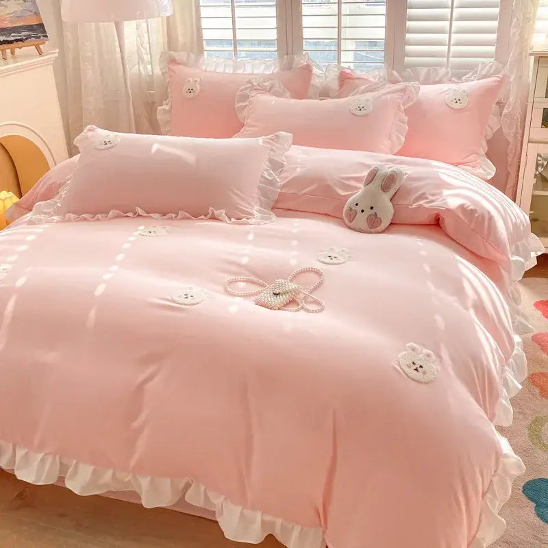 Blue Embroidered Bedding Set
