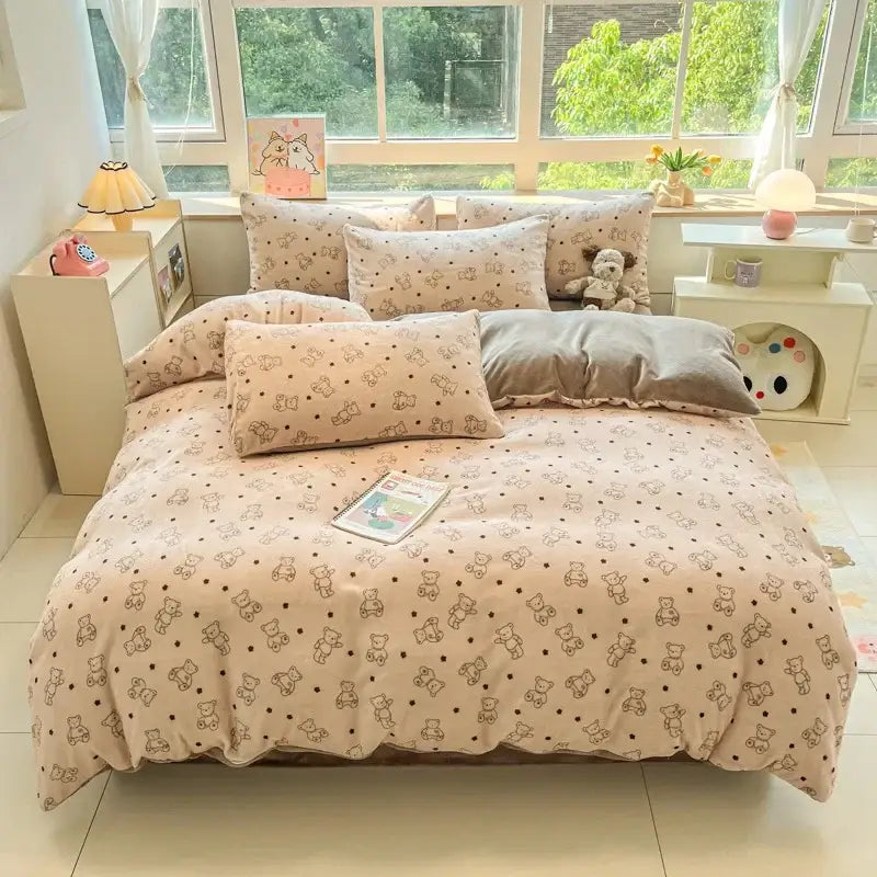 Pink Teddy Bear Bedding Set