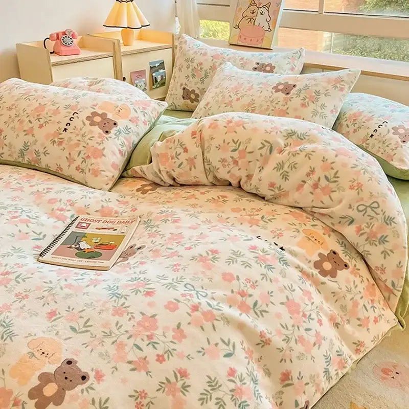 Pink Teddy Bear Bedding Set