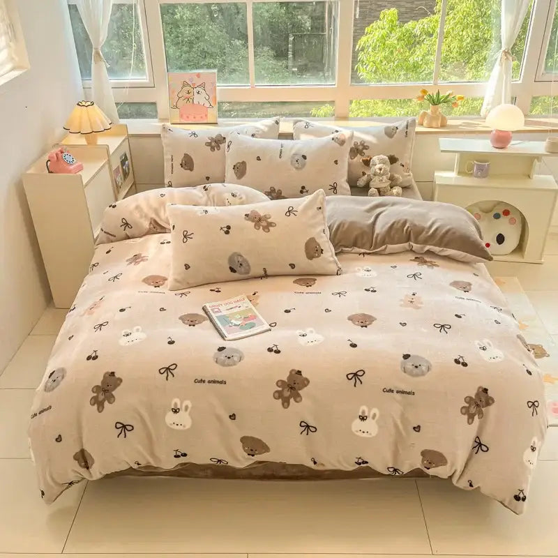Pink Teddy Bear Bedding Set