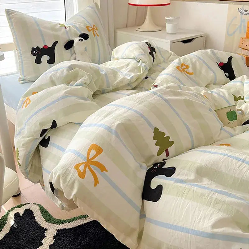 Cream Cat Duvet Set
