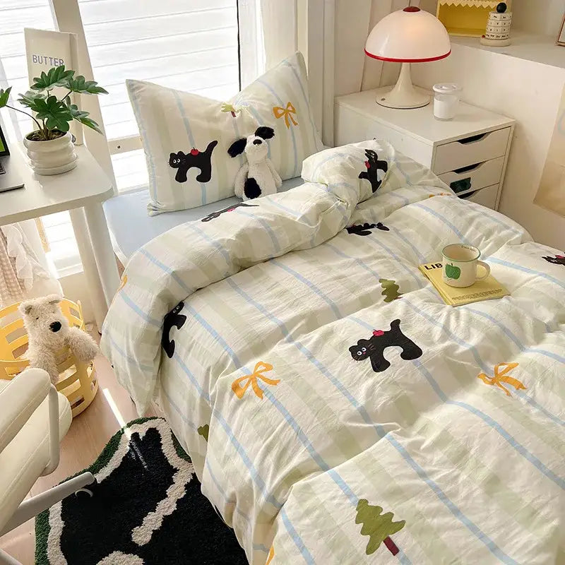 Cream Cat Duvet Set