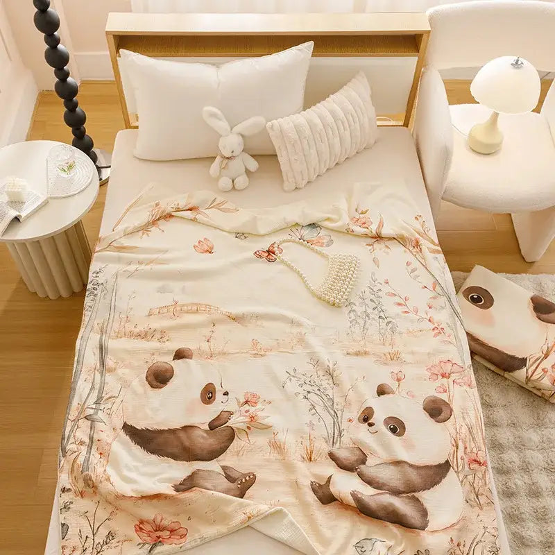 Cream Teddy Bear Cotton Blanket