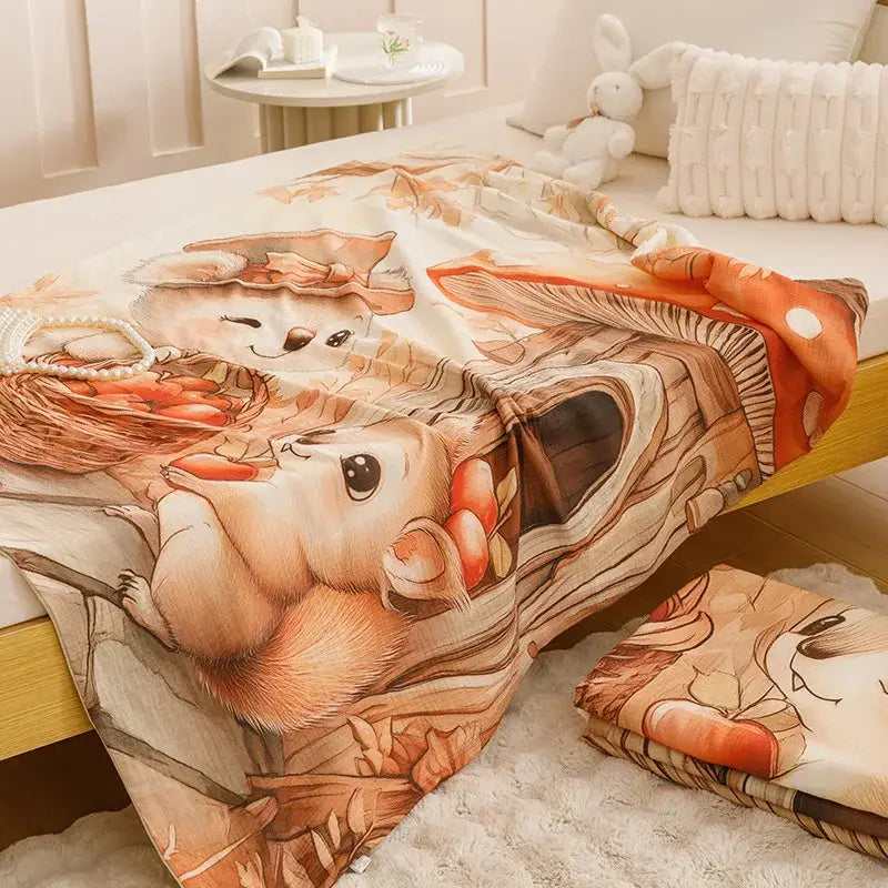 Cream Teddy Bear Cotton Blanket