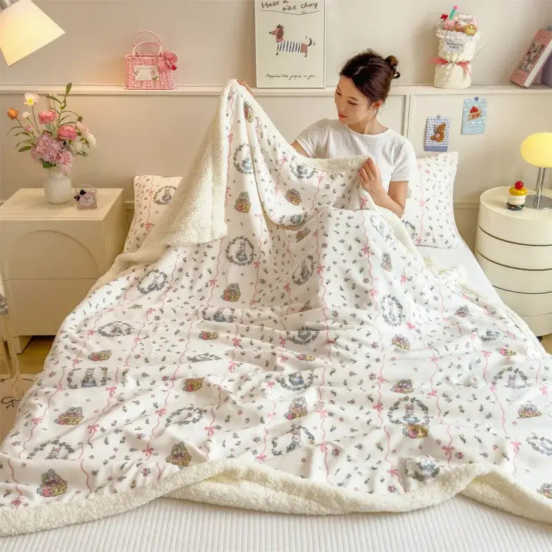 Cream Dog Wool Blanket