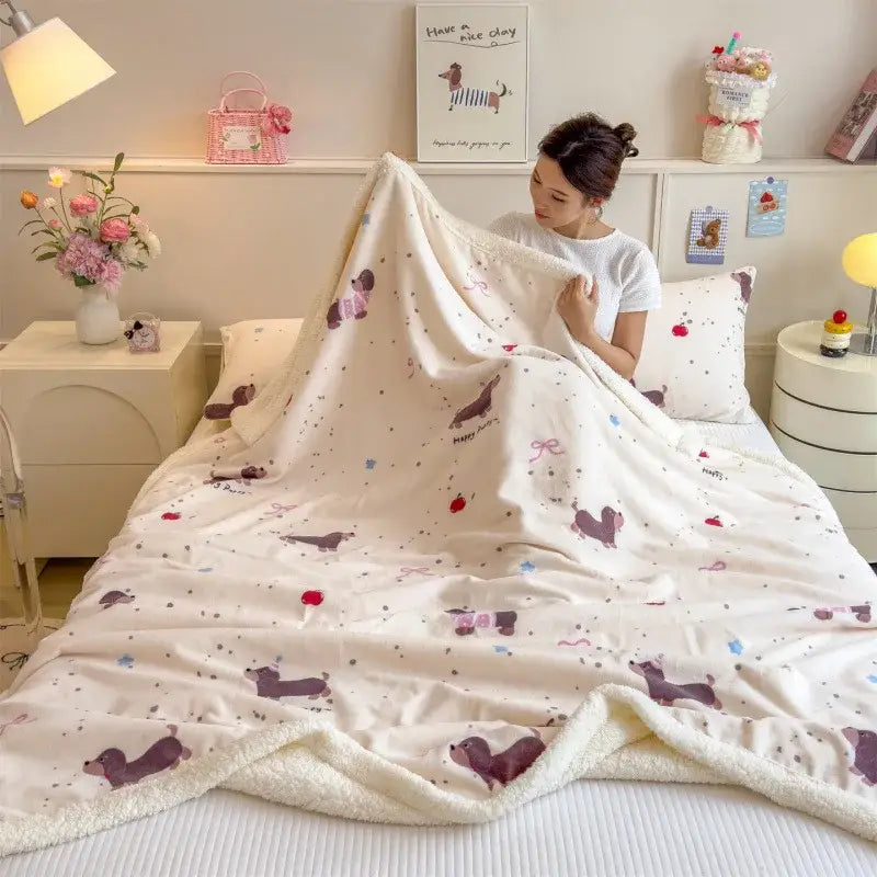 Cream Dog Wool Blanket