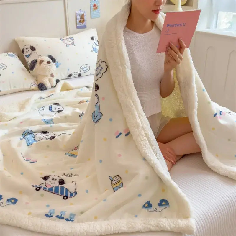 Cream Dog Wool Blanket