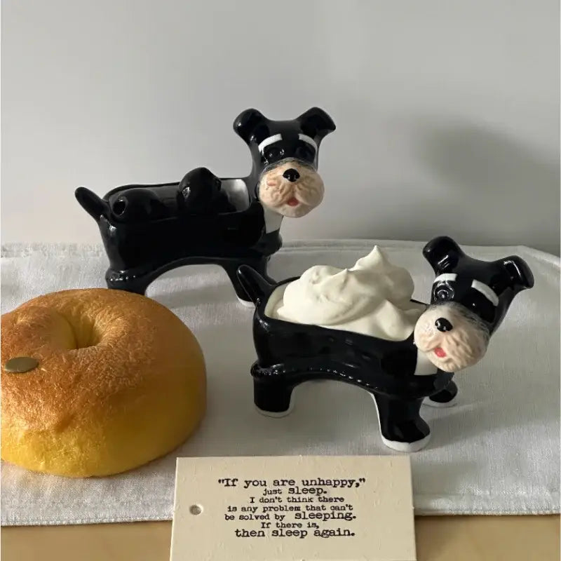 Black Ceramic Puppy Shakers