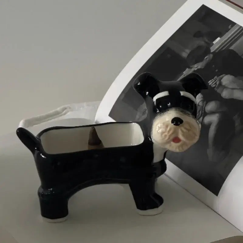 Black Ceramic Puppy Shakers