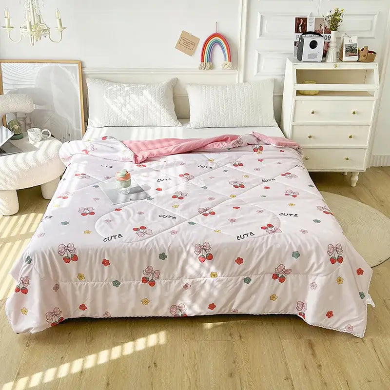 Pink Quilted Double Blanket
