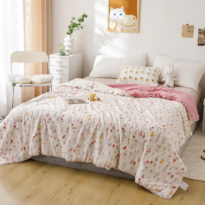 Pink Quilted Double Blanket