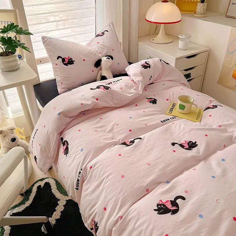 Cat Print Cotton Bedding
