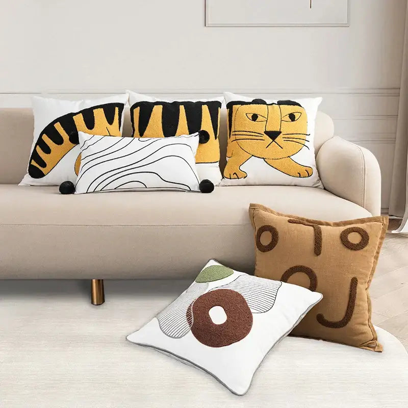 Tiger Embroidery Pillow Cover