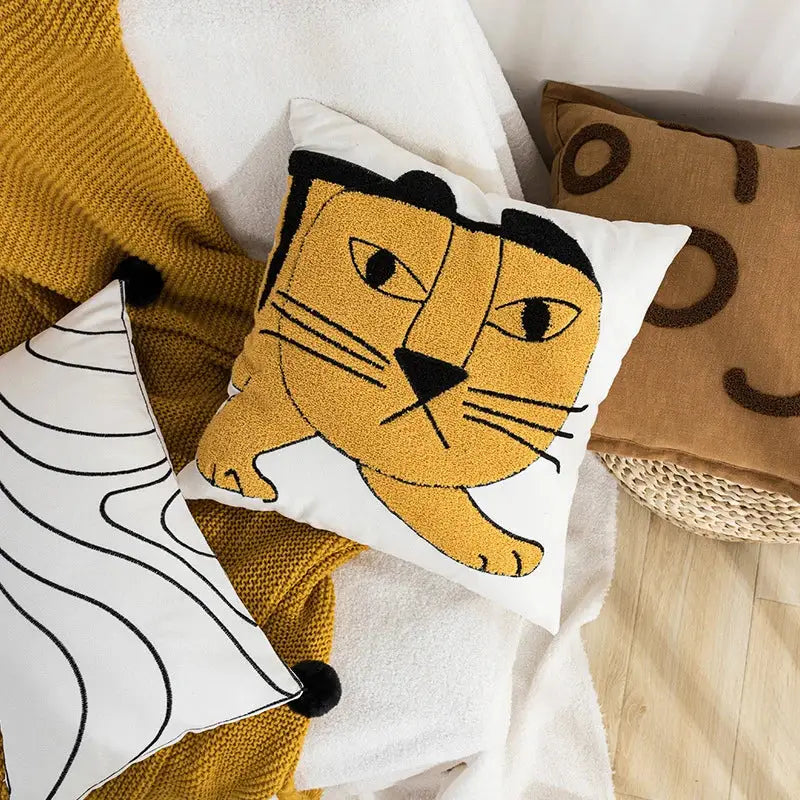 Tiger Embroidery Pillow Cover