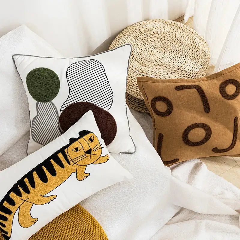 Tiger Embroidery Pillow Cover