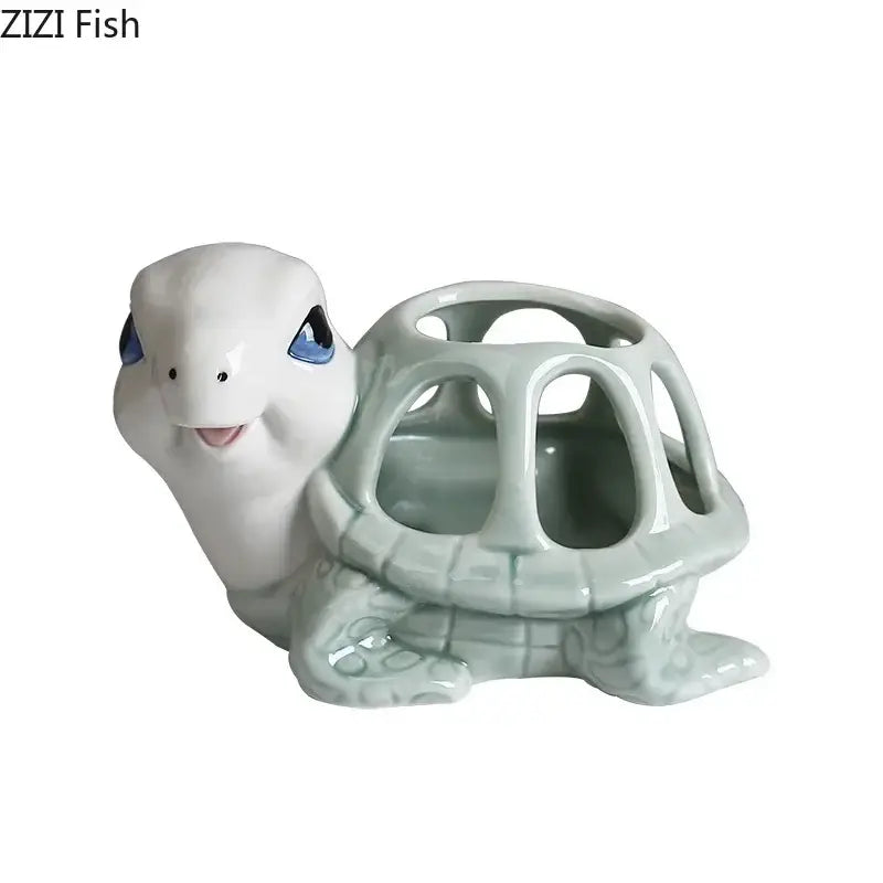 Green Turtle Ceramic Planter