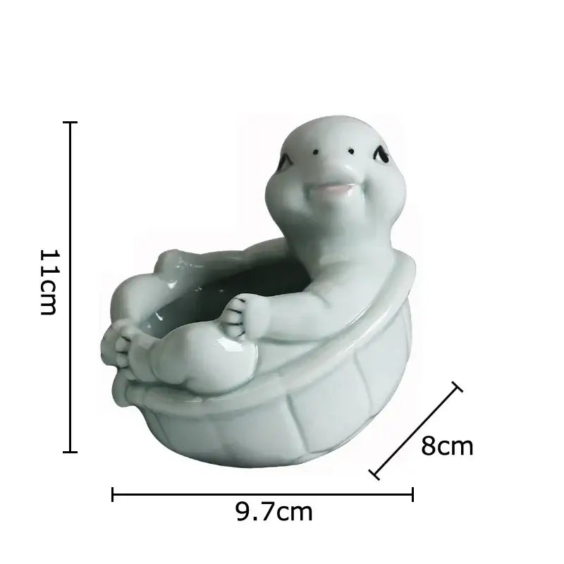Green Turtle Ceramic Vase