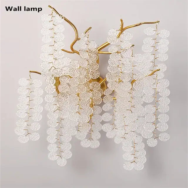 Gold Crystal Cascading Living-Room Pendant