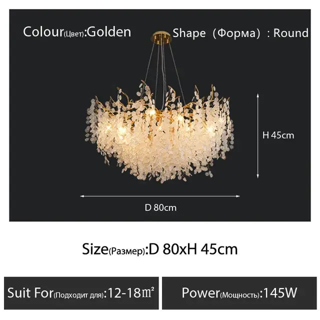 Gold Crystal Cascading Living-Room Pendant