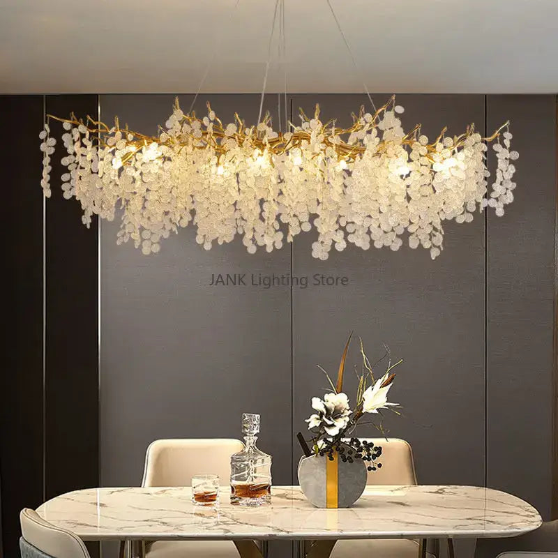 Gold Crystal Cascading Living-Room Pendant