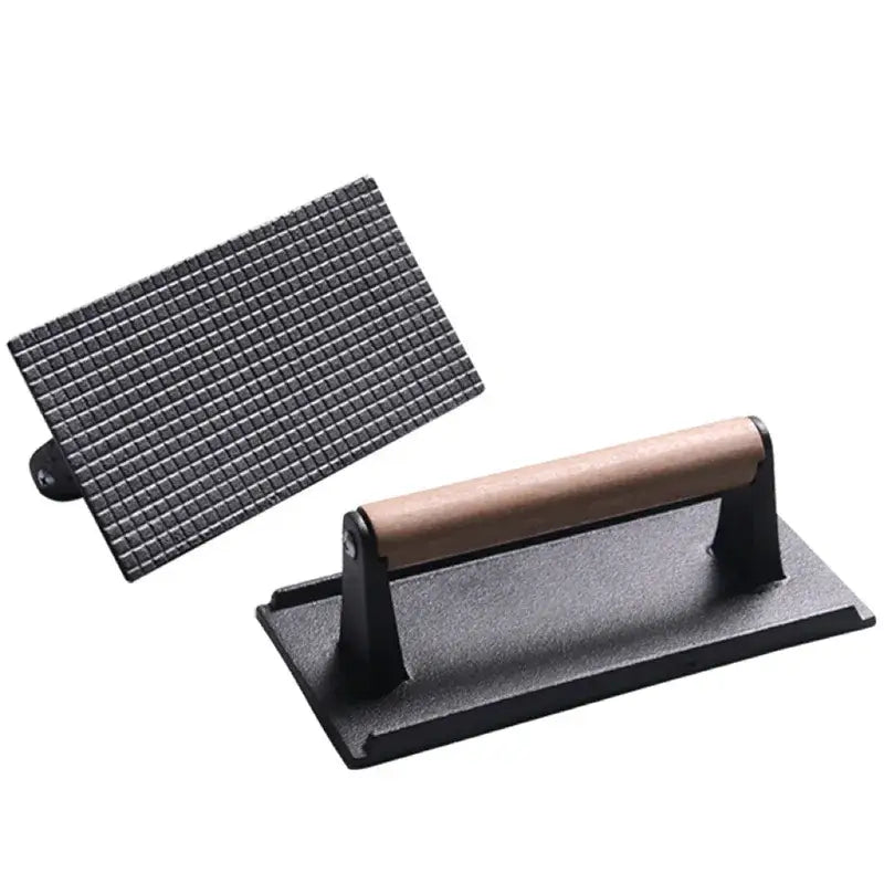Cast Iron Steak Press with Grid Pattern Design