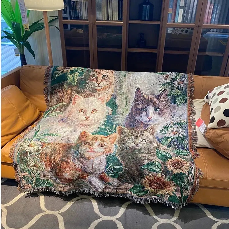 Sunflower Knitted Sofa Blanket