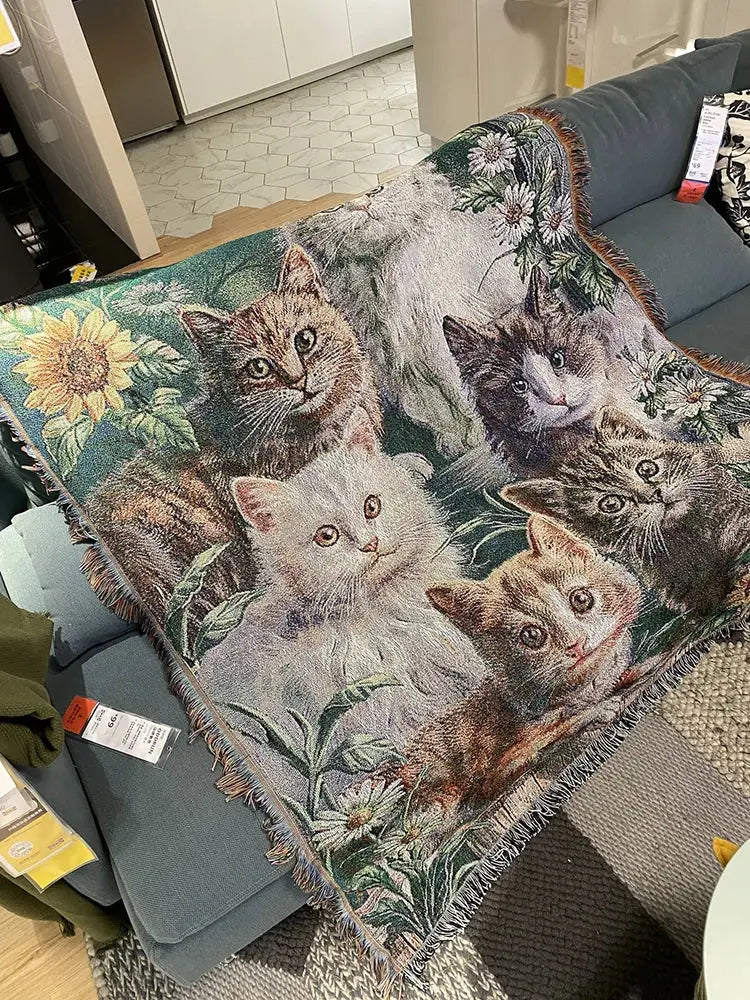 Sunflower Knitted Sofa Blanket