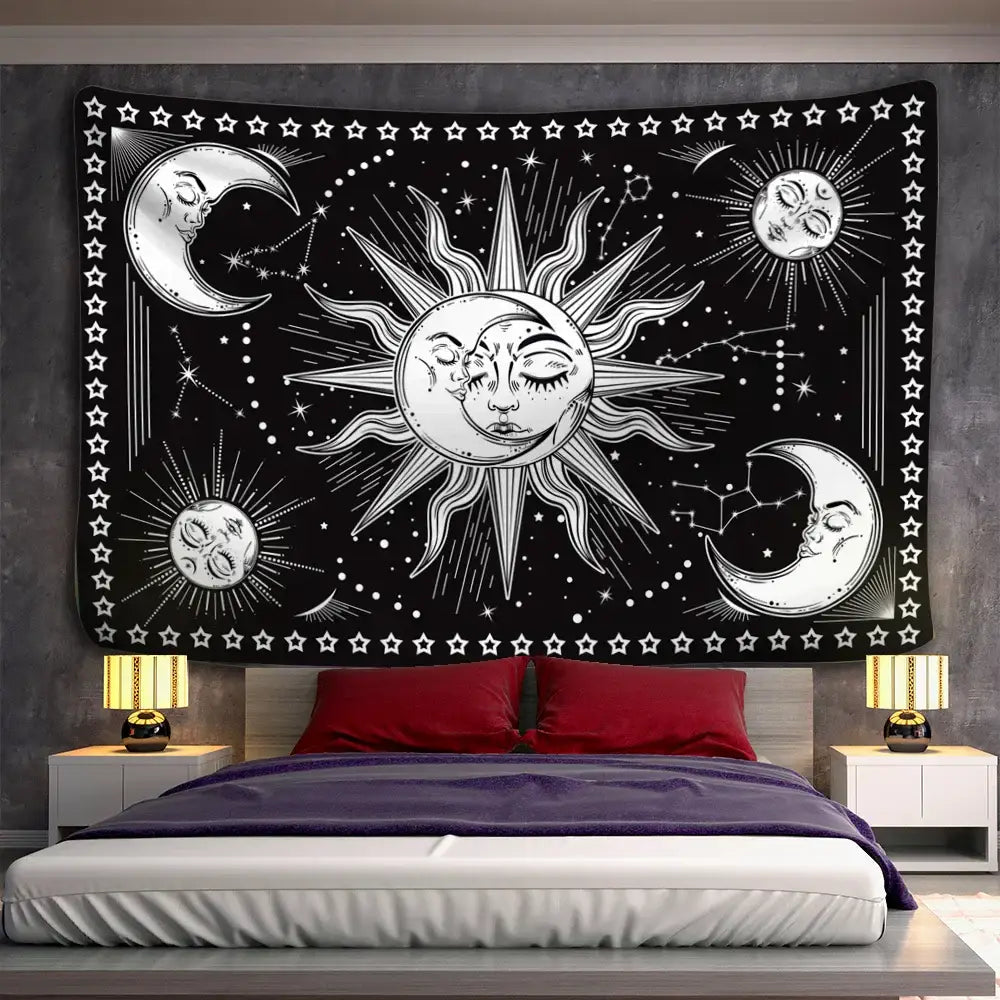 Mandala Black White Tapestry