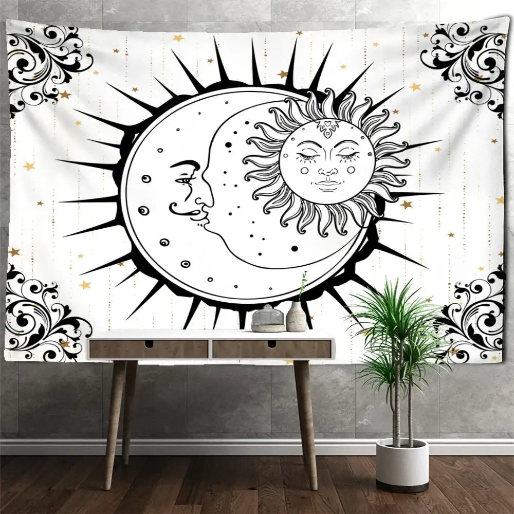 Mandala Black White Tapestry