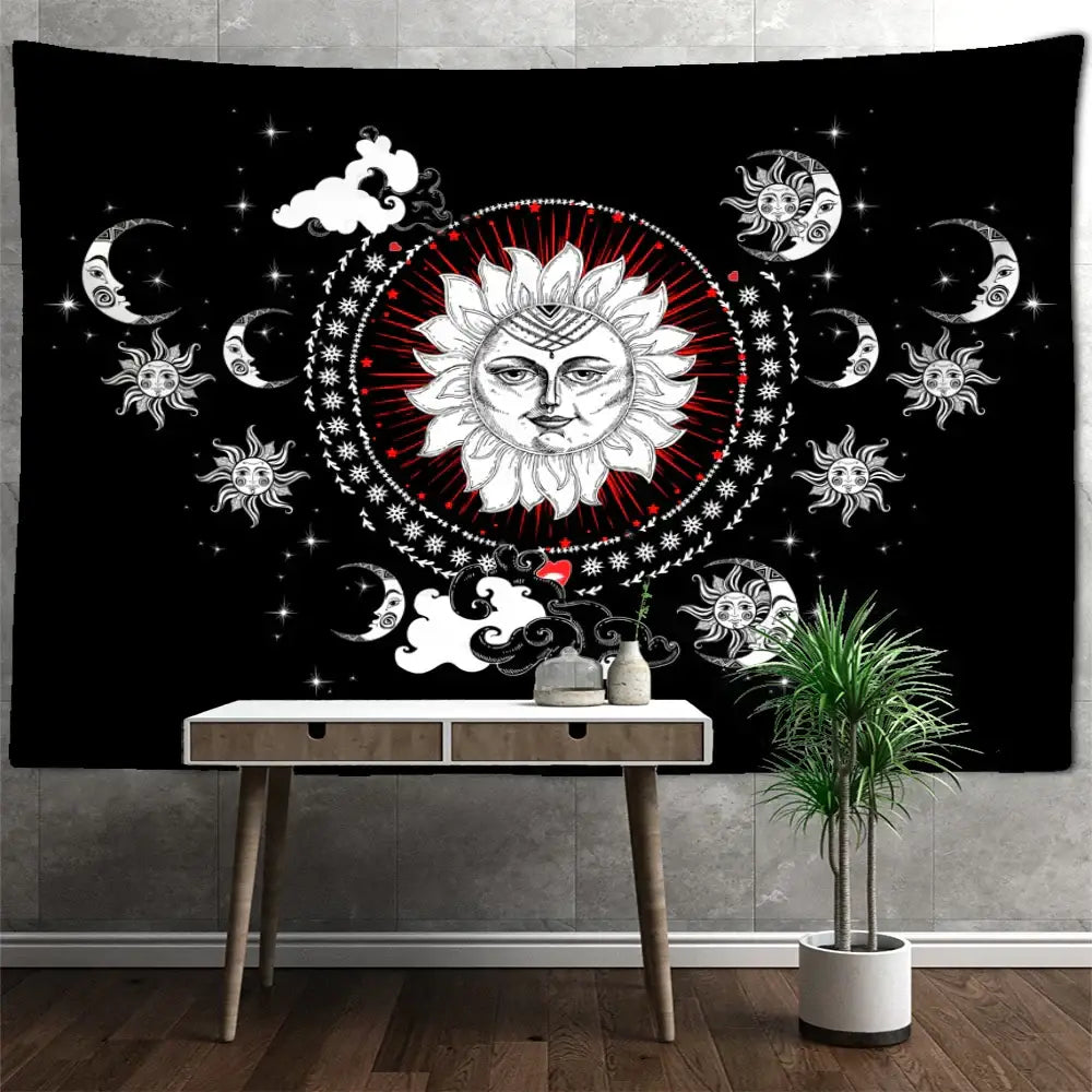 Mandala Black White Tapestry