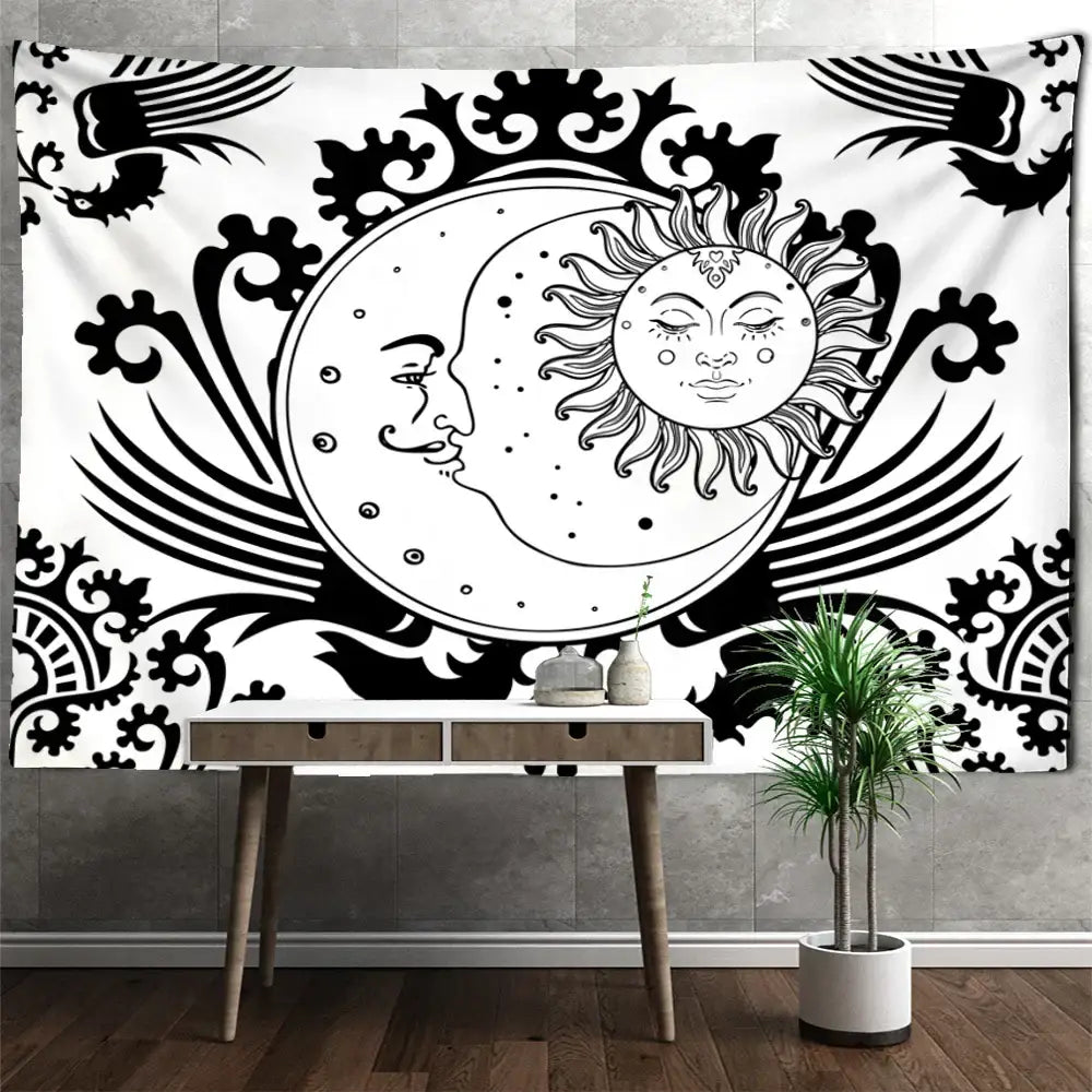 Mandala Black White Tapestry