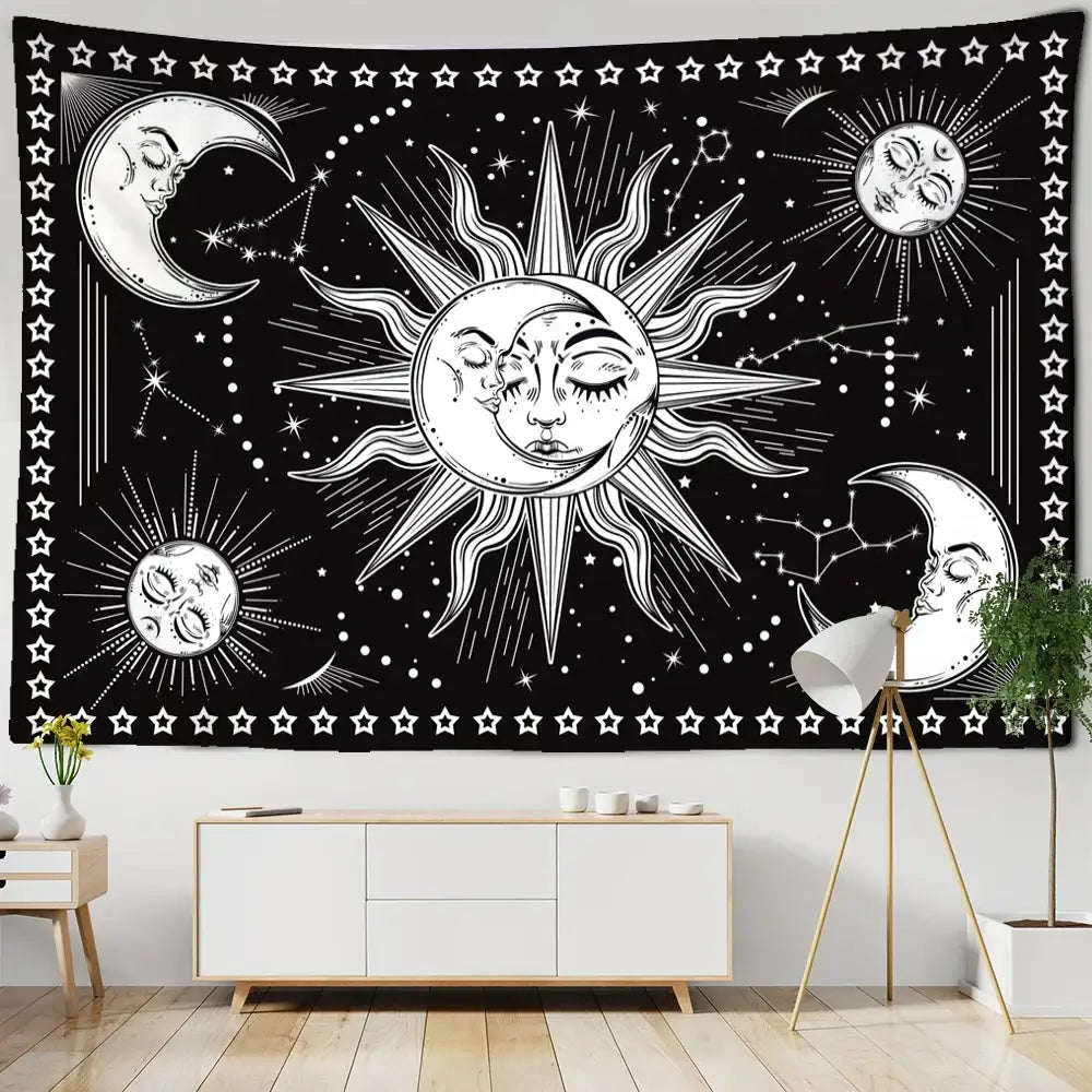 Mandala Black White Tapestry