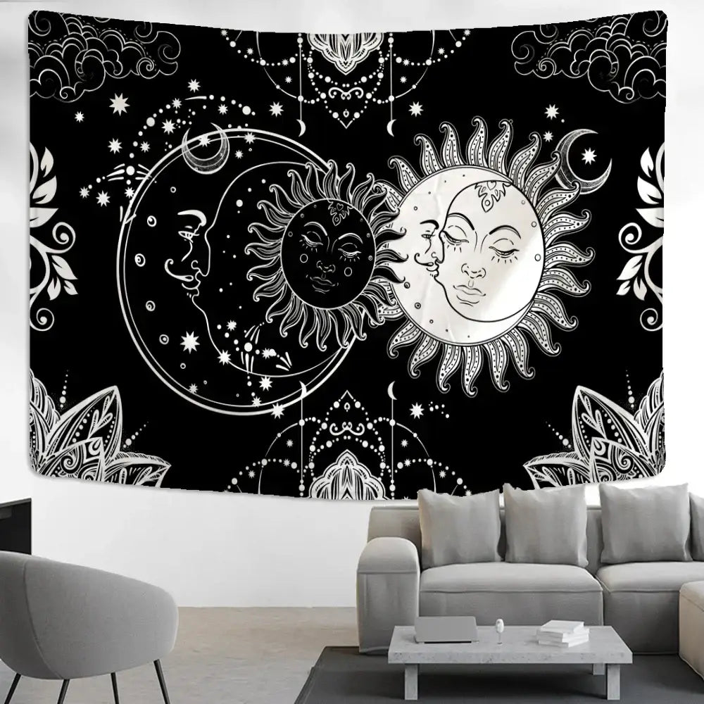 Mandala Black White Tapestry