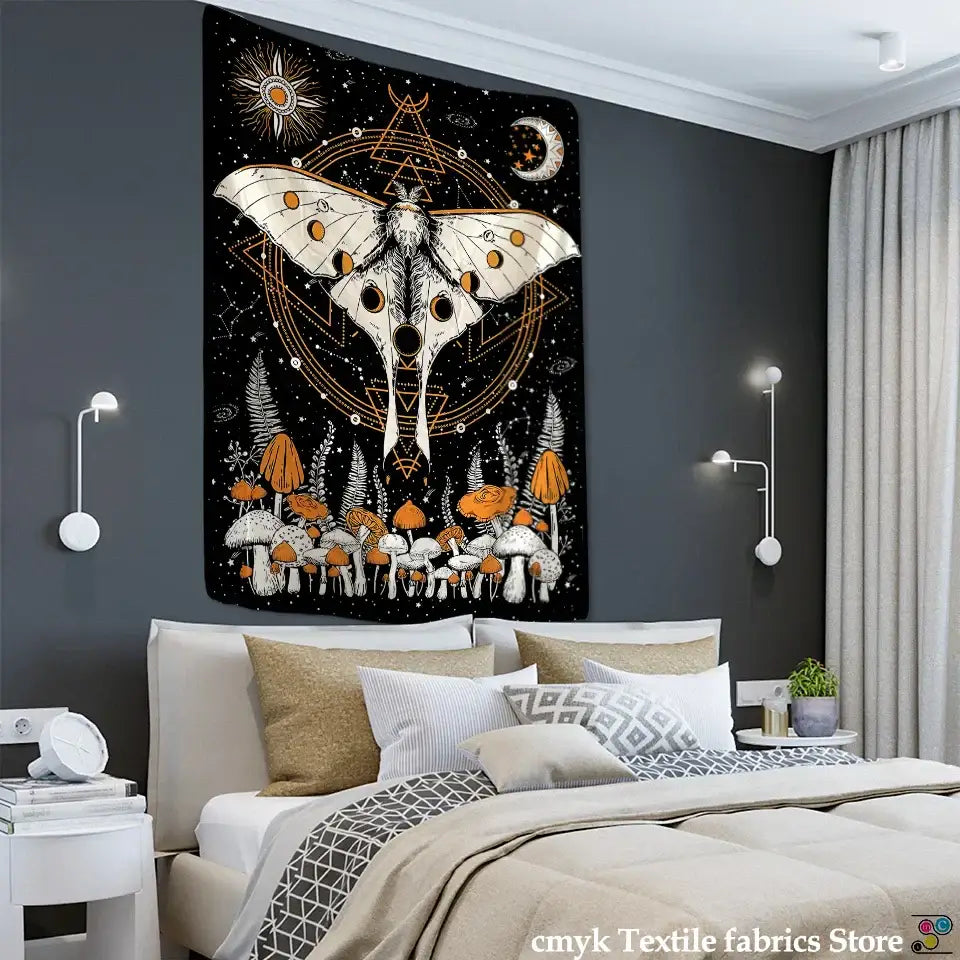 Black White Moth Tapestry
