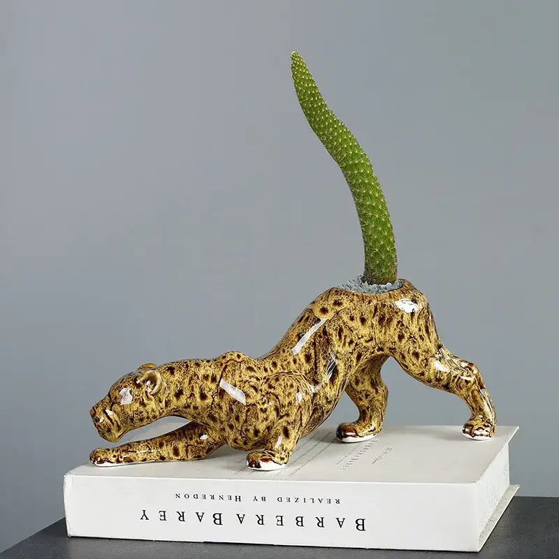Leopard Ceramic Flowerpot Decor