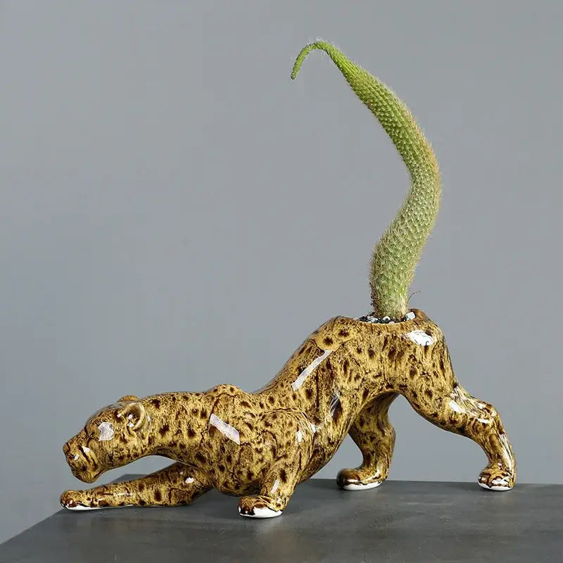 Leopard Ceramic Flowerpot Decor