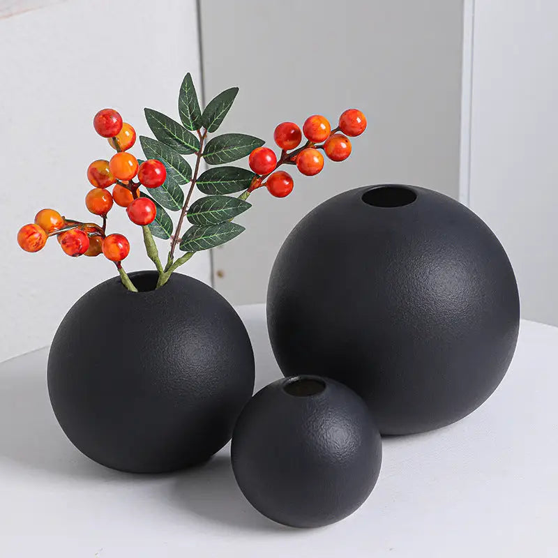 Black Ceramic Vase Set