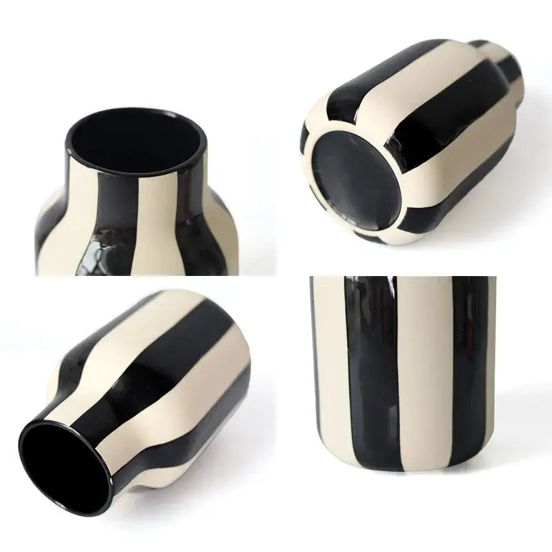 Black Striped Ceramic Vase