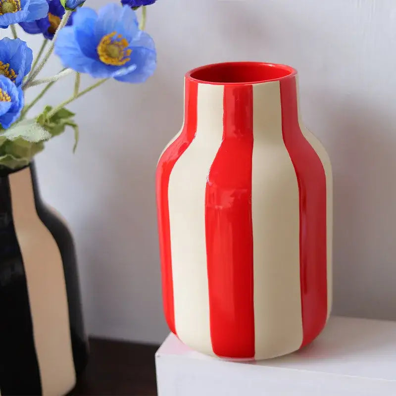 Black Striped Ceramic Vase