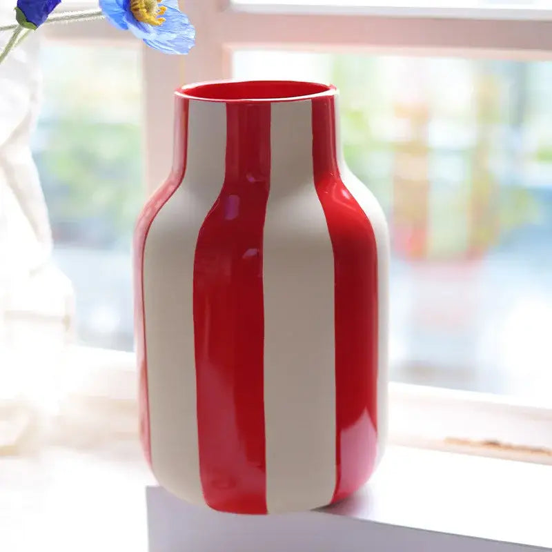 Black Striped Ceramic Vase