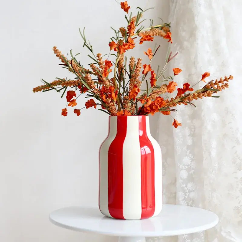 Black Striped Ceramic Vase