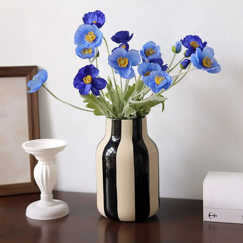 Black Striped Ceramic Vase